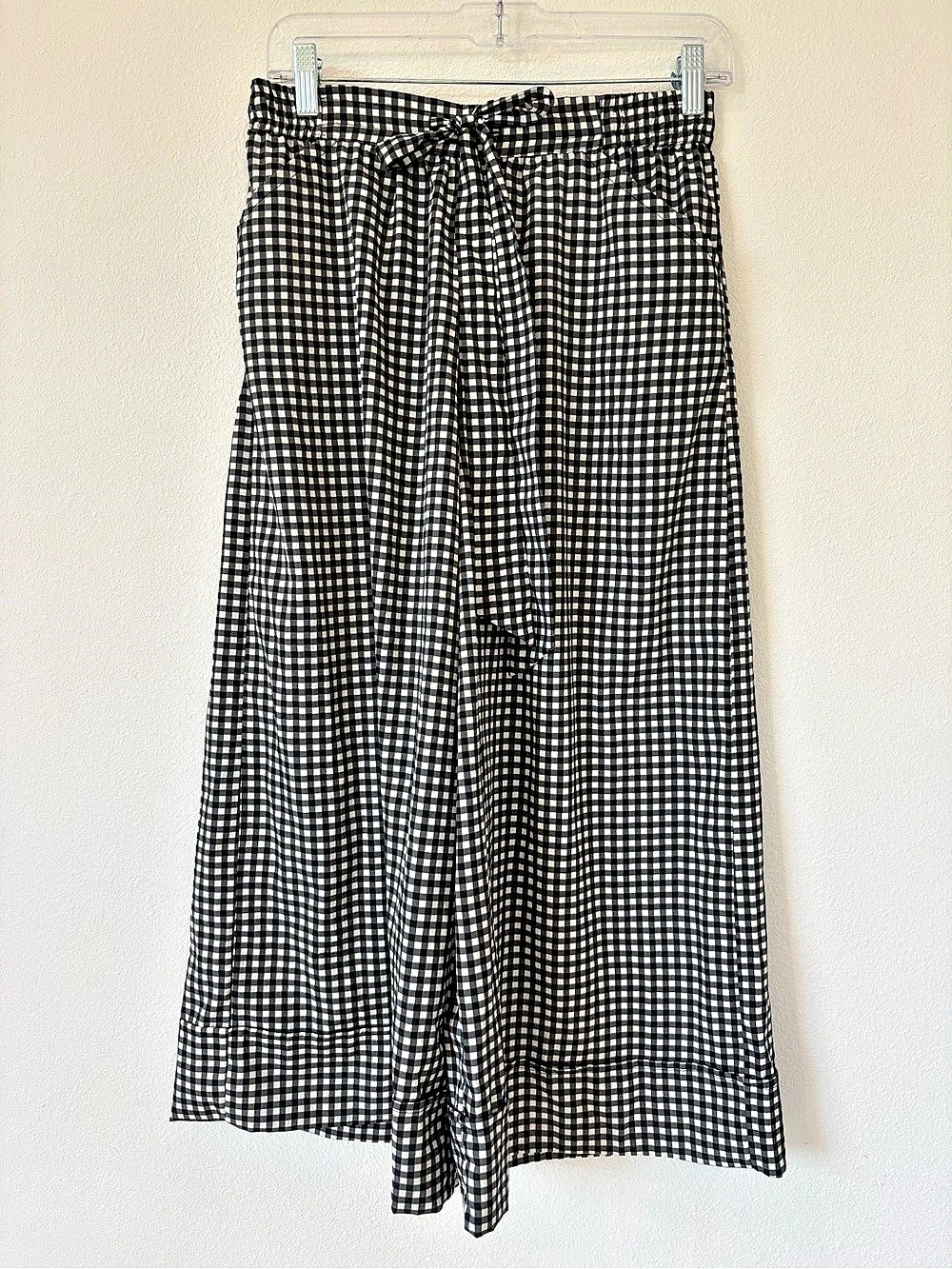 Zara Gingham Checkered Wide Leg Pants in Black & White Size Medium